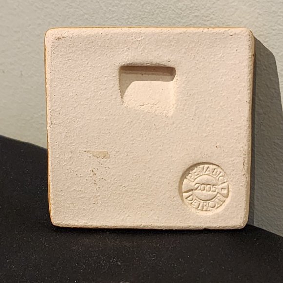 Vintage Pewabic Tile Two Flowers Design - Picture 3 of 10